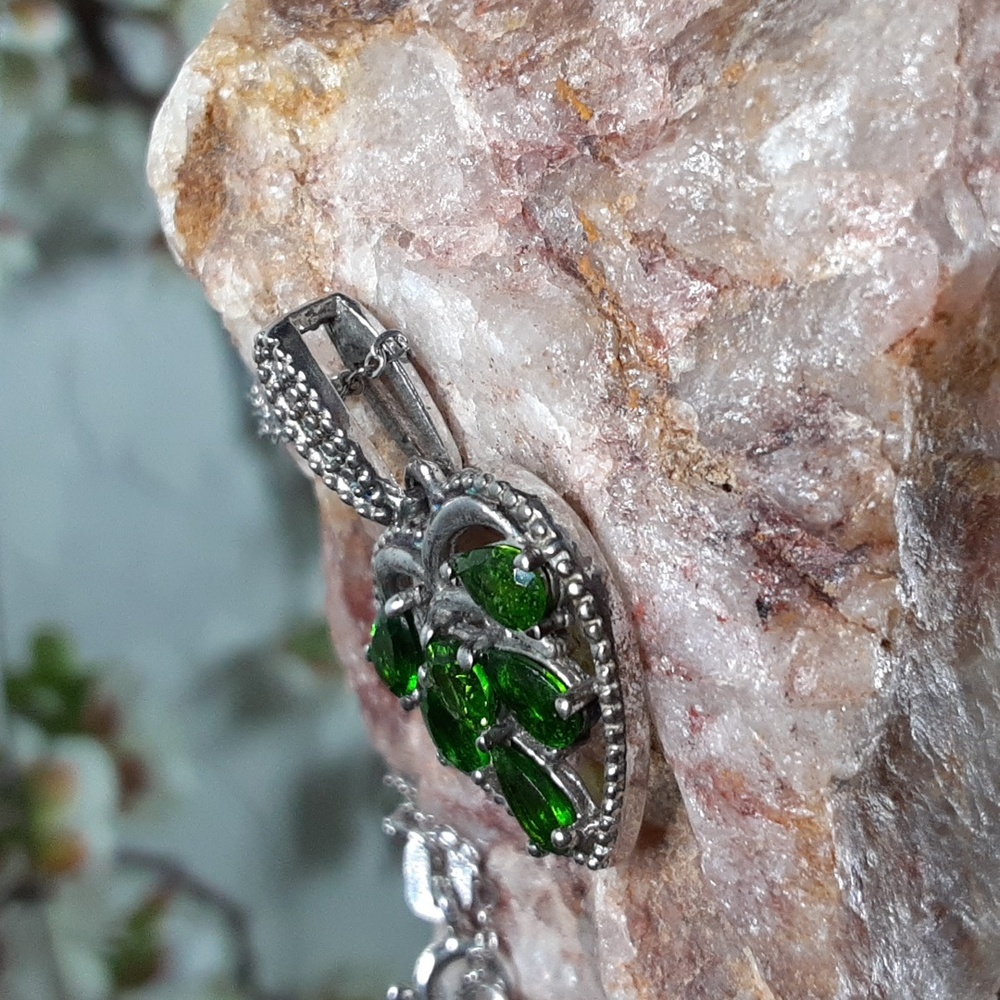 925 Genuine Chrome Diopside Heart Pendant And Chain. Price Is Firm. - Picture 4 of 8